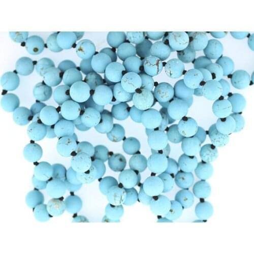 Long NecklaceNatural Stone 8mm Hand Knotted Matte Turquoise8mm Round Beads 60" Hand Knotted NecklaceNatural StonesWholesale