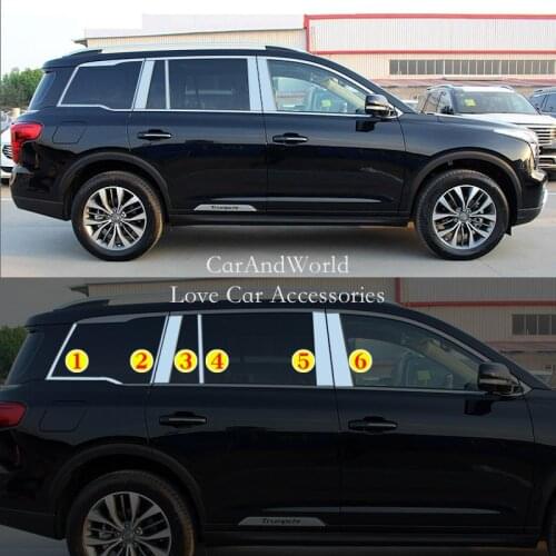 For Trumpchi GS8 2017-2021 Stainless Steel Exterior Door Striangle Column Window A/B/C Pillar Strips Cover Trims Car Accessories