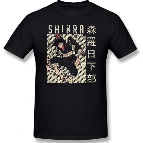 New Summer Shinra T-Shirt Cotton Fire Force Kusakabe Infernals Akitaru Obi Anime Ofertas Men TShirt