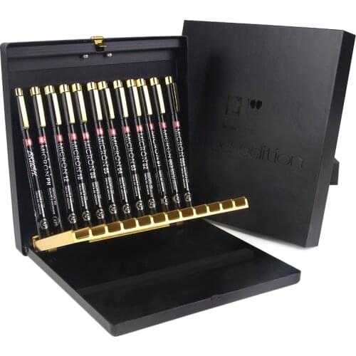 Sakura Needle Pen Collection Edition Limited Black Gold Edition Black Gold Gift Box 12 Sets of Needle Pen Limited Edition