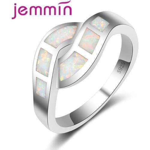 Exquiste Charming Cross Rainbow Opal Ring Simple 925 Sterling Silver Jewelry Geometric Women Bijoux Valentines Day Gift