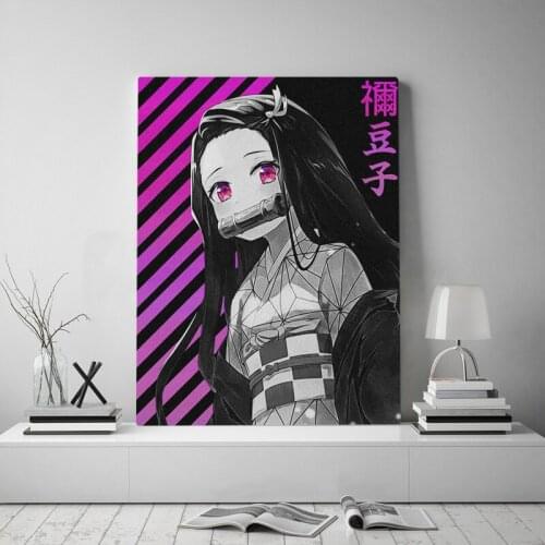 Canvas Printed Demon Slayer Kimetsu No Yaiba Wall Art Poster Painting Anime Role Home Decor Modular Pictures Frame For Bedroom