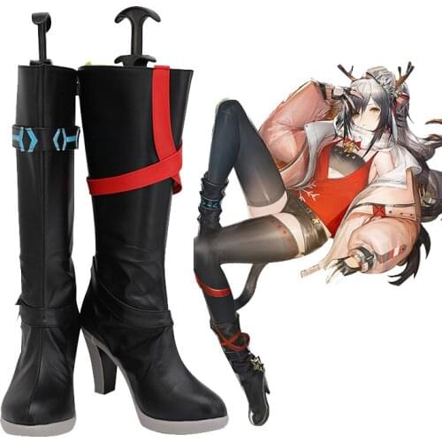Game Arknights Schwarz Cosplay Boots High Heel Leather Shoes Custom Made