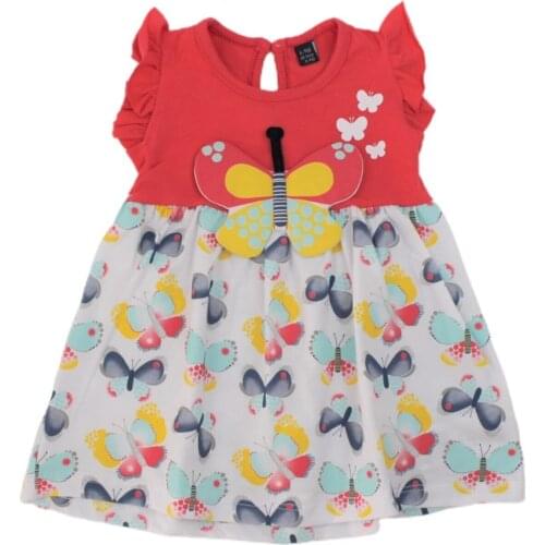 Embroideried Butterfly Figured Girls Baby Summer Dress K. Pink