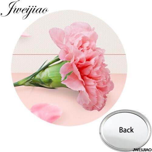 Youhaken Love Flowers Mini One Side Flat Pocket Mirror Pink Red Color Cute Gift Compact Portable Makeup Vanity Hand Mirrors