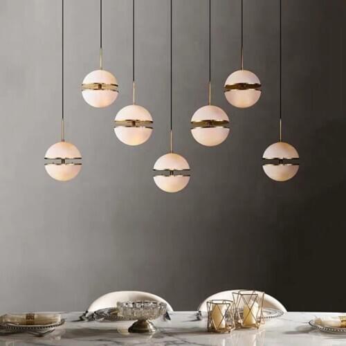 Minimalist creative chandelier Nordic Modern chandelier bedroom bedside lamp bar small chandelier acrylic semi-round ball lamp