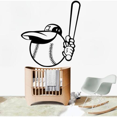 Cartoon Baseball Wall Decal Baseball Wall Decor Vinyl Wall Stickers Baseball Nursery Home Kids Room Decoration Decals X812