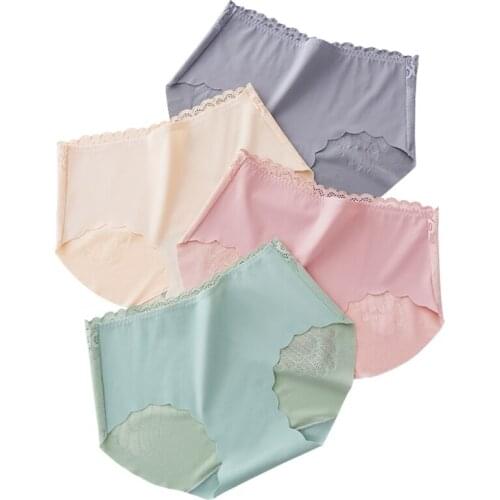 New Fashion Solid Color Low-waist Seamless Womens Panties Sexy Lace Breathable Panties