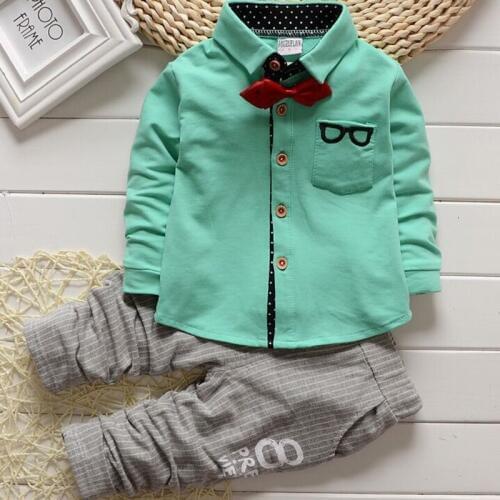 Autumn Fashion Infant Clothing Baby Suit Baby Boys Clothes Gentleman Bow Tie T-shirt+Pants Baby Set Baby Boy Infant Clothing