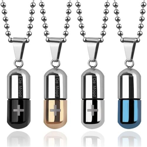 Necklaces mens pendants stainless steel chain necklace Hollow pill gifts for women steel cross Accessories jewelry on the neck