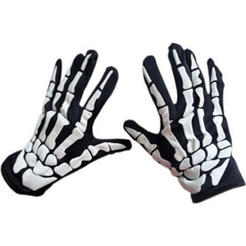 A pair of Halloween Style Gloves Horror Skull Claw Bone Skeleton Half Gloves Novelty Unisex Mitten Gloves Winter Hand Warmer