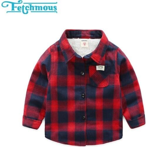 2020 Kids Shirts Cotton 2-7Year Boys Clothes Thick Winter Plus Velvet Girls Clothes Unisex Plaid Children Shirts