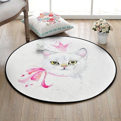 Cute cartoon animals rabbits puppy non-slip round rugs floor mats bedroom living room home decoration