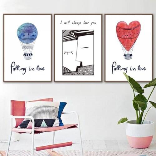 Nordic Simple Falling In Love Home Decor Painting Modern Wall Art Canvas Prints Poster Wall Decor For Living Room Couple Bedroom