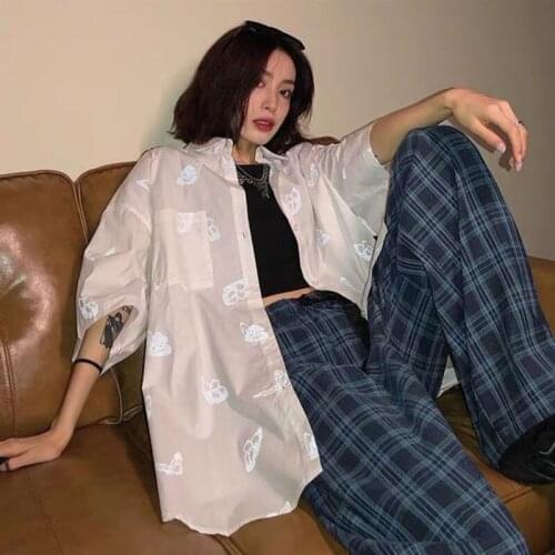 Luminous butterfly short-sleeved shirt women 2021 summer new Hong Kong style retro loose sense reflective shirt all-match top