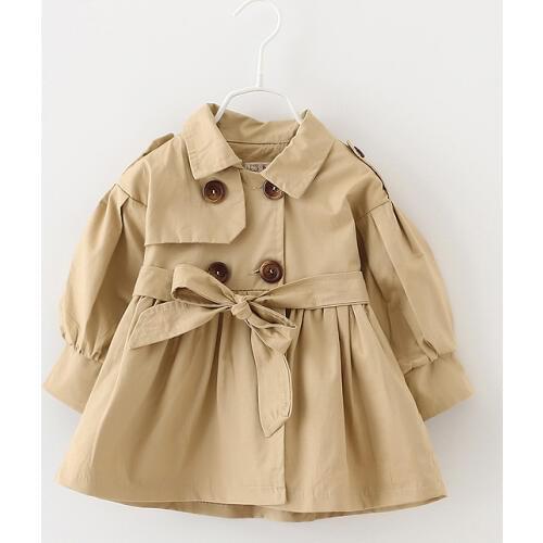 Girls Trench Coat Fashion New Baby Girl Windbreaker 2019 Autumn Winter Childrens Christmas Clothes Baby Clothes Khaki Jacket