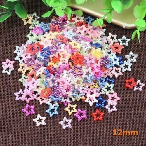 100pcs 12mm Multi Mixed Hollow Star Pearls Confetti Embellishments DIY Phone Nail Decorations Scrapbooking Crafts Cardmaking