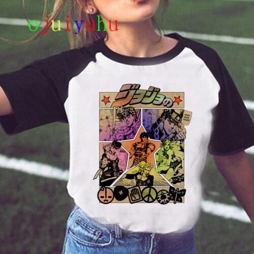 Jojo Bizarre Adventure T Shirt Women Japan Anime Summer Top T-shirt Kawaii Jojo Graphic Tshirt Plus Size Unisex Cartoon Female