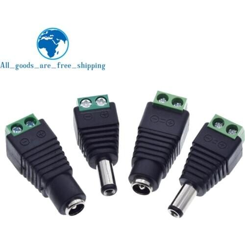 1pack 5.5MM x 2.1MM / 2.5MM Female Male DC Power Plug Adapter for 5050 3528 5060 Single Color LED Strip and CCTV Cameras