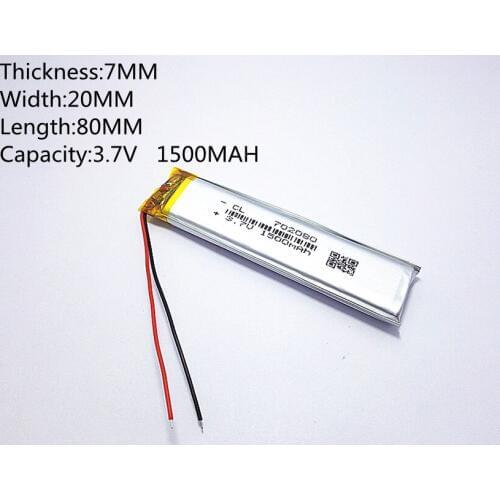 10pcs [SD] 3.7V,1500mAH,702080 Polymer lithium ion / Li-ion battery for TOY,POWER BANK,GPS,mp3,mp4,cell phone,speaker