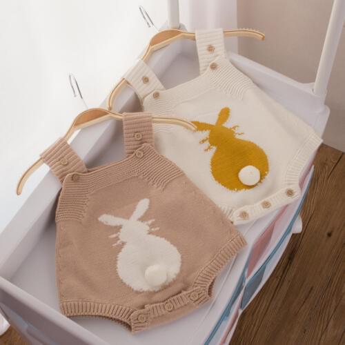 2017 Spring summer Baby Rabbit Rompers Infant Knitted Overalls Bunny Baby Jumpsuit Toddler Baby Girls Boys Clothing baby clothes