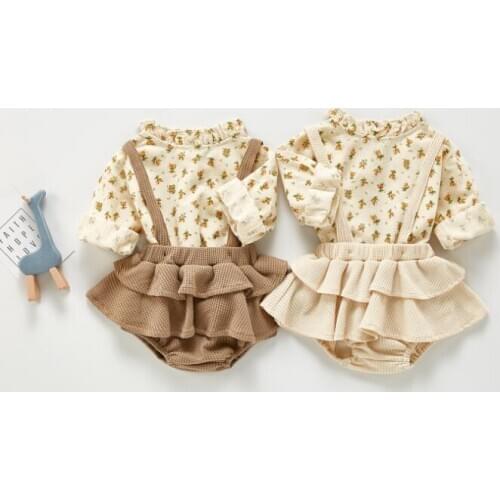 2021 New Stlye Baby Girls 2 Pcs Set Printed Shirt+Shorts Spring Cotton Fashion Baby Suits 0-3 years QI64