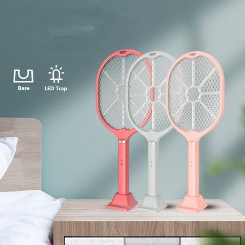2200V USB Electric Insect Racket Swatter Zapper Rechargeable 2 in 1 Mosquito Swatter Kill Fly Bug Zapper Killer Trap LED Lamp