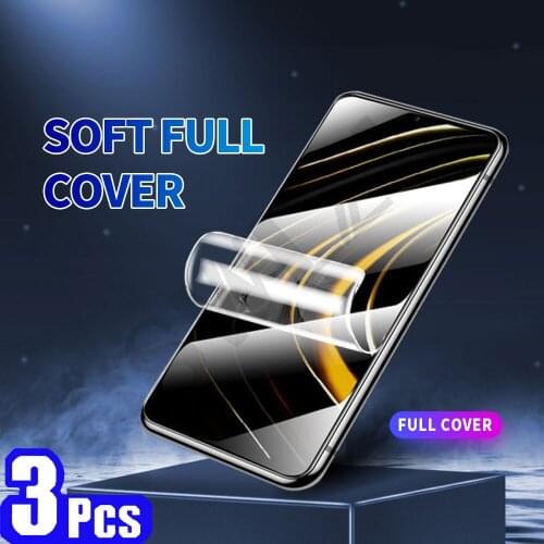3/5Pcs soft full cover for Xiaomi POCO F3 GT C3 X2 X3 M2 M3 F2 pro screen protector Xiaomi pocophone F1 hydrogel film Not Glass