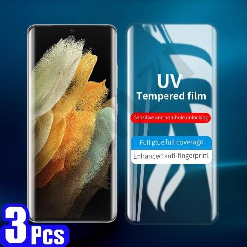 3/5Pcs 9H for Samsung Galaxy s21 Ultra s20 note 20 10 pro s10 5G s9 s8 plus UV tempered glass film phone screen protector Glass