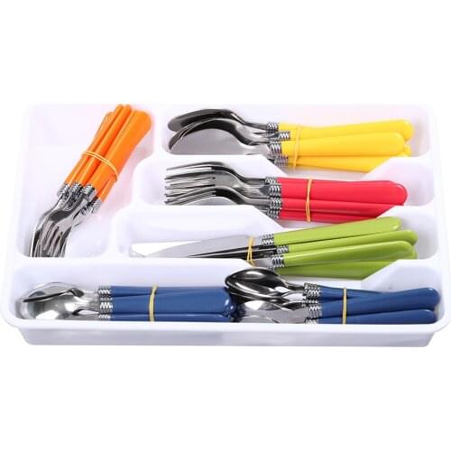 48pc/Set PP Box Dinner Cutlery Knives Forks Spoons Wester Kitchen Dinnerware Stainless Steel Home Party Tableware