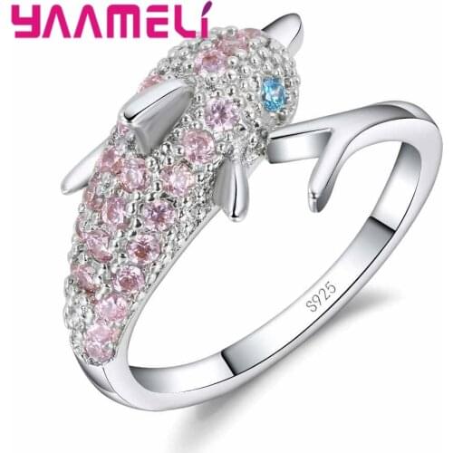 Brand 925 Sterling Silver Open Rings For Women Cute Romantic Sweet Style Dolphin Shape Appointment Birthday Present