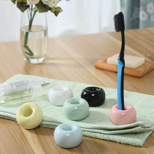 Donut Ceramic Toothbrush Holder Candy Colorful Multifunction Base Frame Storage Innovate Bathroom Shower Tooth Brush Stand Shelf