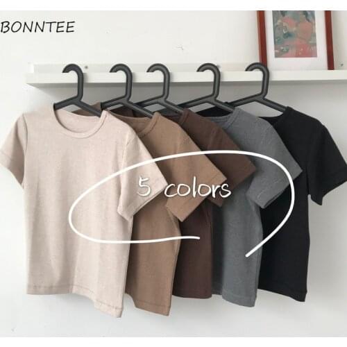 Summer T-shirt Women O-neck Simple 4 Colors Basic Top Tees Casual Female Student Loose Daily Popular Hot Sale All-match Ulzzang