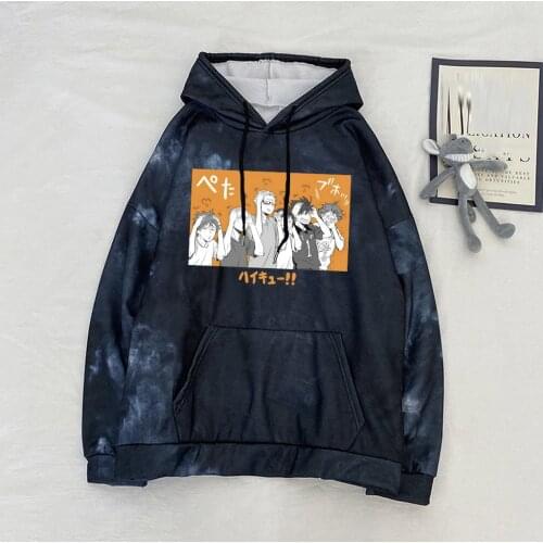 Haikyuu Anime Hoodies Men Kawaii Karasuno Volleyball Graphic Streetwear Harajuku Unisex Hip Hop Tie-dye Hoodie Pullover