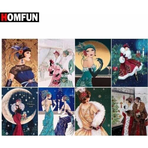 HOMFUN Full Diamond "Woman character”DIY 5D Diamond Painting Cross Stitch Home Decor Picture Of Rhinestone Handmade
