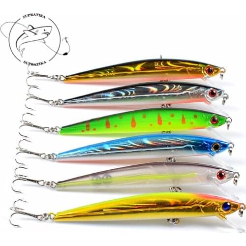 Artificial Minnow 3D Simulation Eyes Sinking Plastic Hard Bait Wobblers Bionic Bait 6#11cm/9.2g With Sharp Treble Hook Sea 6pcs