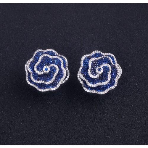 Jankelly Exquisite Flower Shape Hollow Earrings Cubic Zirconia For Women Bridal Wedding Engagement Party Wear