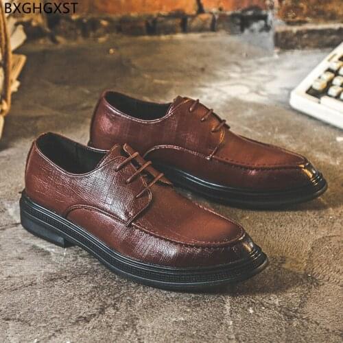 Brown Dress Shoes Mens Fashion Black Leather Shoes Men Classic Oxford Shoes for Men Office 2021 Chaussure Homme Zapatos Hombre