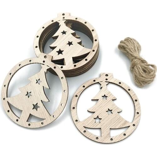10pcs Round Wood Discs with Holes Unfinished Wooden Christmas Cutouts Ornaments for DIY Crafts Centerpieces