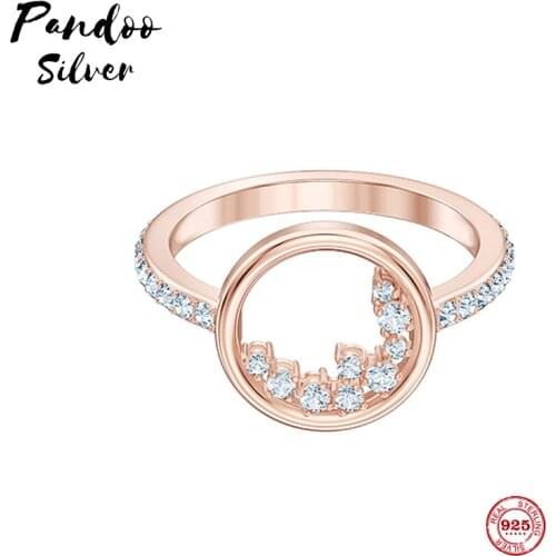 PANDOO Fashion Charm Pure 925 Silver Original 1:1 Copy, Elegant And Subtle Gorgeous Rhyme Ring Ring Female Luxury Jewelry Gifts