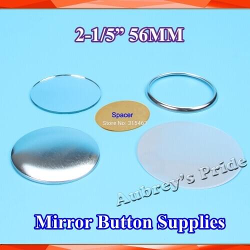2-1/5" 56mm 100 Sets Mirror Badge Button Supply Materials for NEW Professional Badge Button Maker