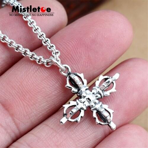 Genuine 100% 925 Sterling Silver Vintage Punk Locomotive King Kong pestle Cross Pendant For Women Men Fashion Necklace Jewelry
