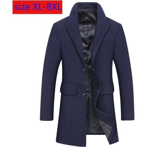 New Arrival Fashion Super Large Woolen Overcoat Casual Long Single Breasted Thick Winter Men Coat Plsu Size XL-6XL 7XL 8XL
