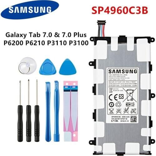 SAMSUNG Orginal Tablet SP4960C3B Battery 4000mAh For Samsung Galaxy Tab 2 7.0 & 7.0 Plus GT-P3100 P3100 P3110 P6200 +Tools
