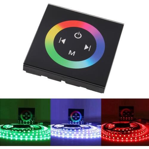 Touch Panel RGB Controller Black 86 Glass Wall LED Controller Dimmer DC12V DC 24V For LED Strip Light Blub Home Decoration