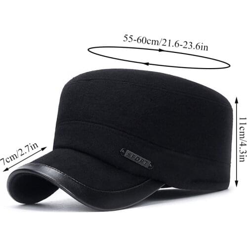 Classic Vintage Washed Cotton Military Caps Flat Top Mens Adjustable Thicker Cap Winter Warm Earflap Hats Sunshade Ear Caps