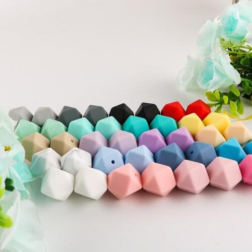 Kovict 17mm 100/200/500pcs Hexagon Silicone Beads Food-Grade Baby Silicone Dentition For Necklace Making rodent