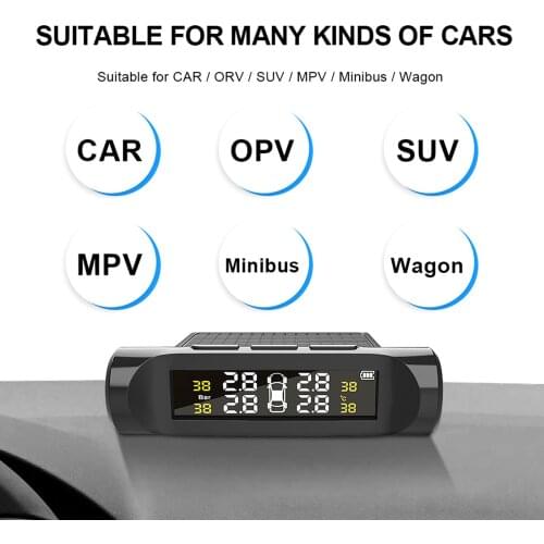 Car Tire Pressure Monitoring System 6 Alarm Modes 0-50 psi Smart LCD Display
