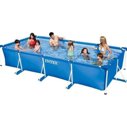 Foldable Rectangular Mobile Aquarium Home Environmentally Swimming Pool with Tube Supporter Blue AGP Pool 300*200*75cm