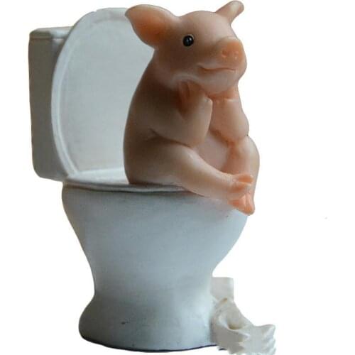 Creative Toilet Pig Ornaments Cute Cartoon Animal Model Simulation Exquisite Gift Birthday Gift Multipurpose Furnishings Scene